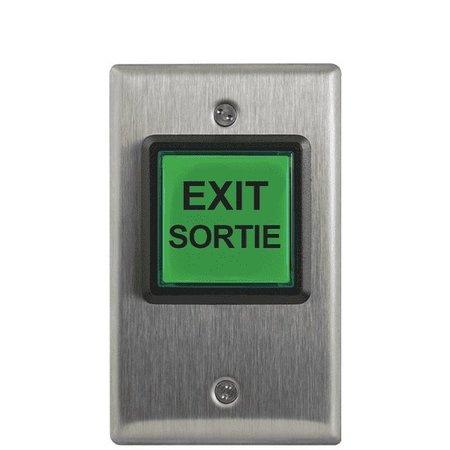 CAMDEN LED illuminated exit switch English 'Push to Exit', 12-28V LED Illuminated. For French langu CMD-CM-30E
